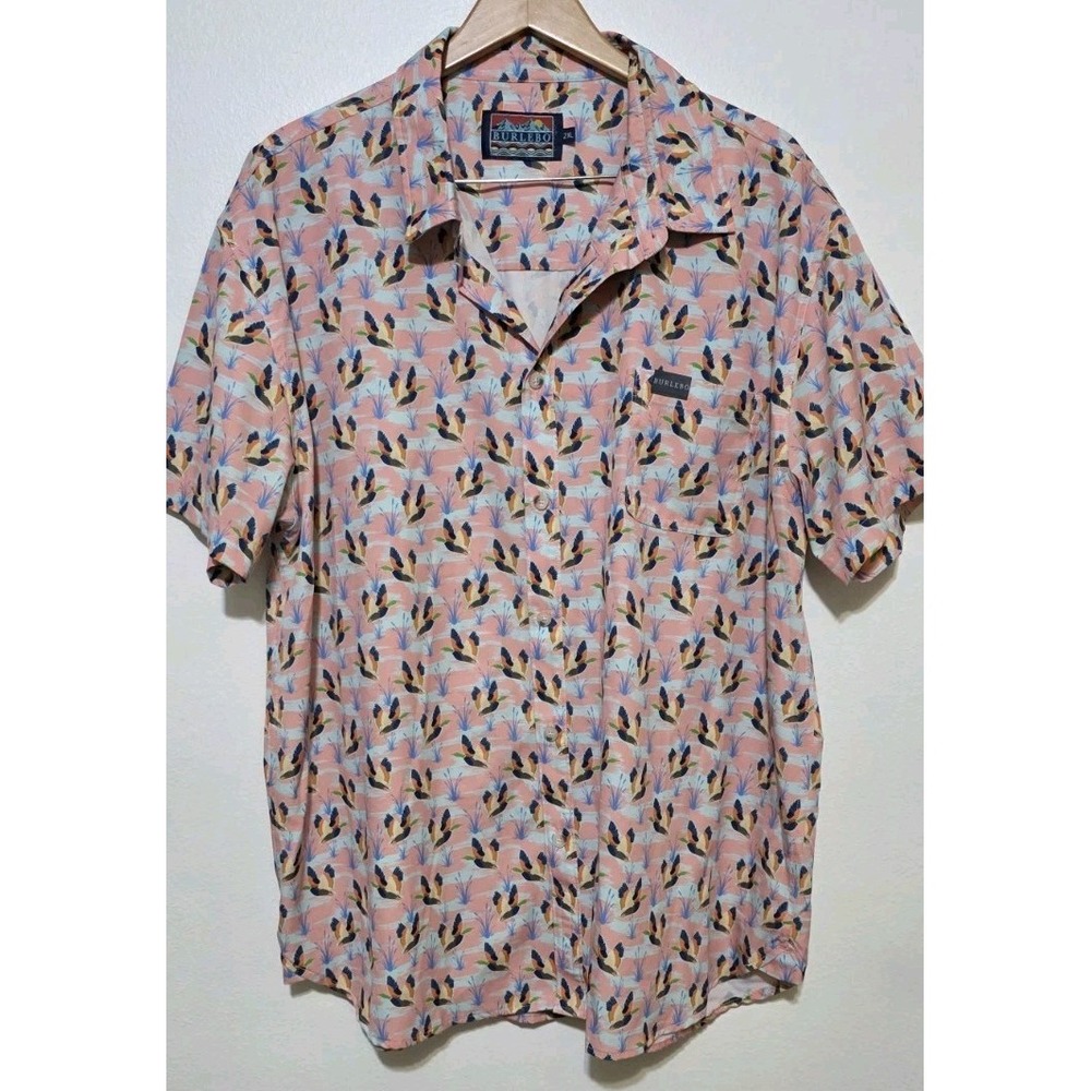 Burlebo Men's Performance Polo 2XL Golf Hunt Duck Print Pink Outdoor Performance